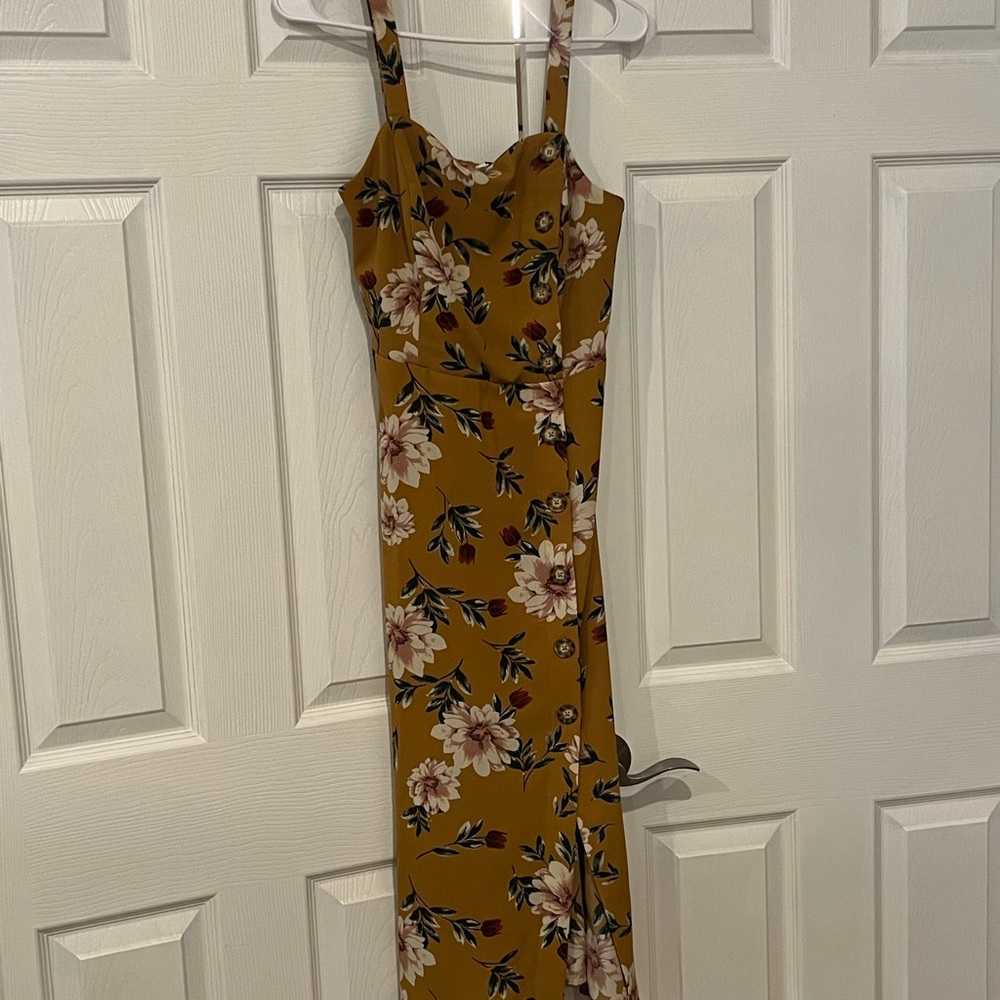 Xhilaration midi dress M mustard floral